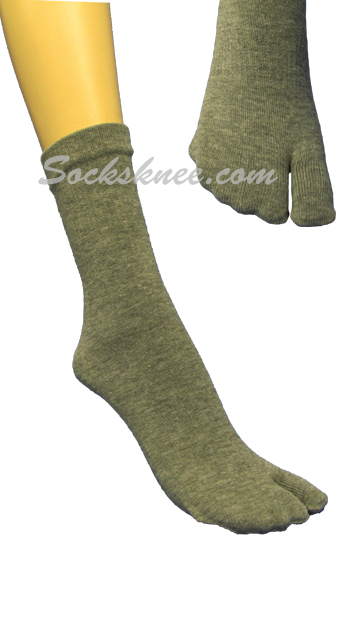 Gray Split Toed Toe Socks, Quarter ~ Midcalf Length