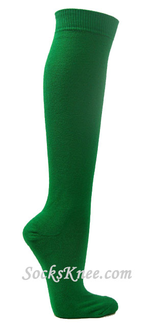 Green athletic knee socks for sports