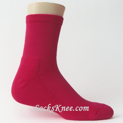 Hot Pink Premium Quality Quarter/Crew High Basketball Socks - Click Image to Close