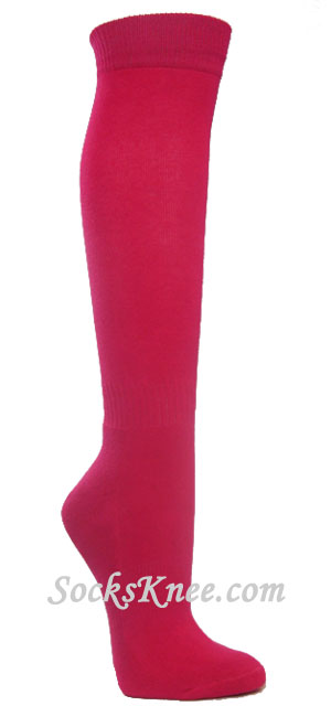 Hot pink athletic knee socks for sports - Click Image to Close