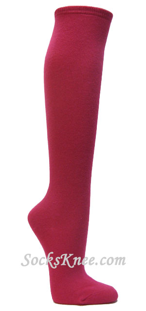 Hot Pink womens fashion casual knee socks - Click Image to Close