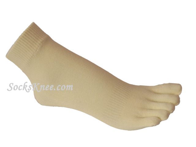 Ivory Ankle High Five Finger Toes Toe Socks - Click Image to Close