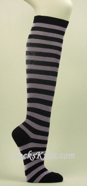 Black and Lavender striped knee socks