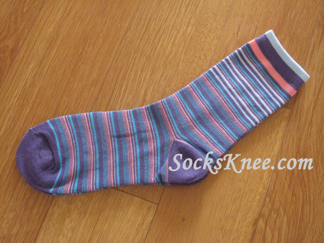 Lavender Striped Crew Socks for Women