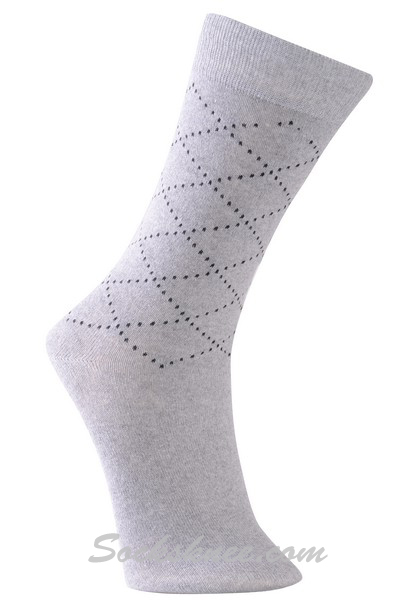 Gray Men's Argyle Square Dots Blended Dress socks