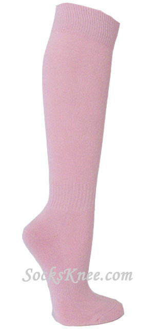 Light pink athletic knee socks for sports - Click Image to Close