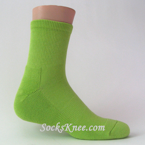 Lime Green Premium Quality Quarter/Crew High Basketball Socks - Click Image to Close