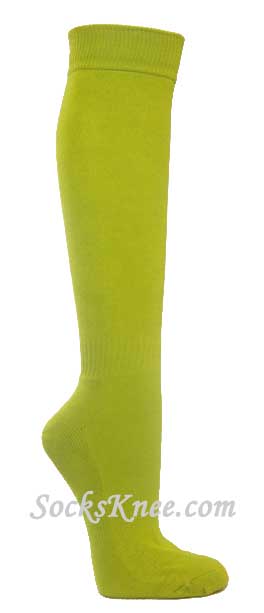 Lime green athletic knee socks for sports - Click Image to Close