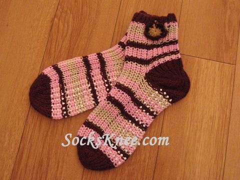 Maroon x Light Pink Womens Cute Knit Socks with Non Slid Sole