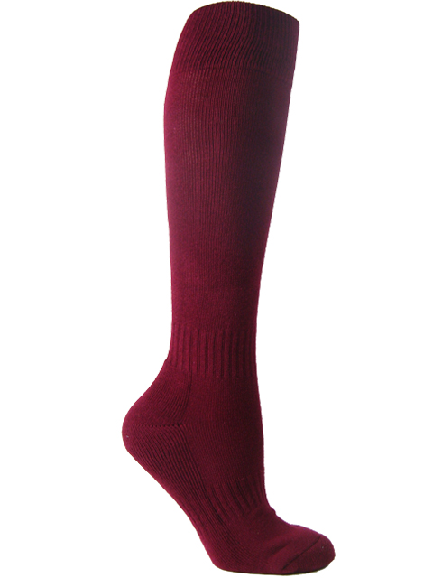 Maroon youth sports knee socks - Click Image to Close