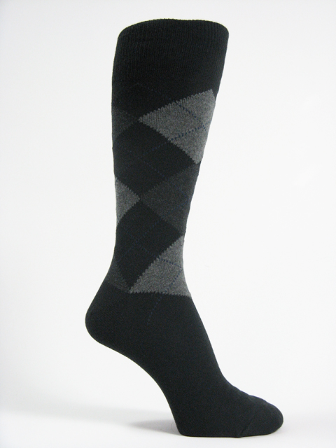 Black charcoal grey light grey Mens argyle socks mid calf