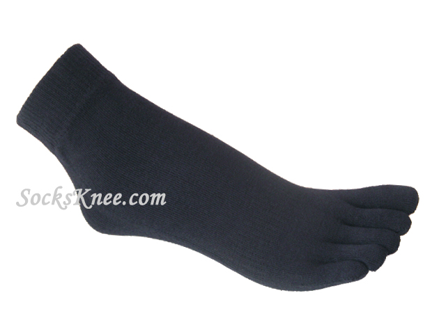Navy Blue Ankle High Five Fingers Toes Toe Socks - Click Image to Close