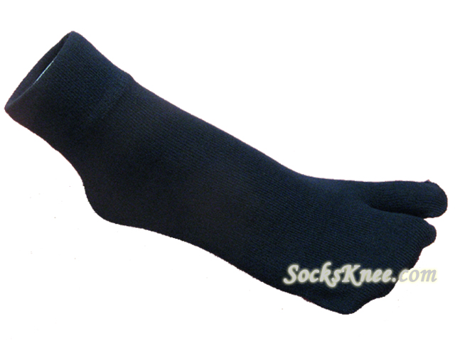 Split Toed Navy Blue Ankle High Toe Socks