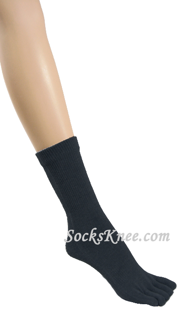 Navy Blue 5fingers Toed Toe Socks, Quarter ~ Mid-calf Length