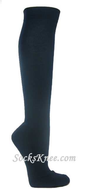 Navy athletic knee socks for sports - Click Image to Close