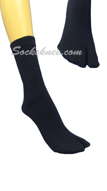 Navy Split Toed Toe Socks, Quarter ~ Midcalf Length - Click Image to Close