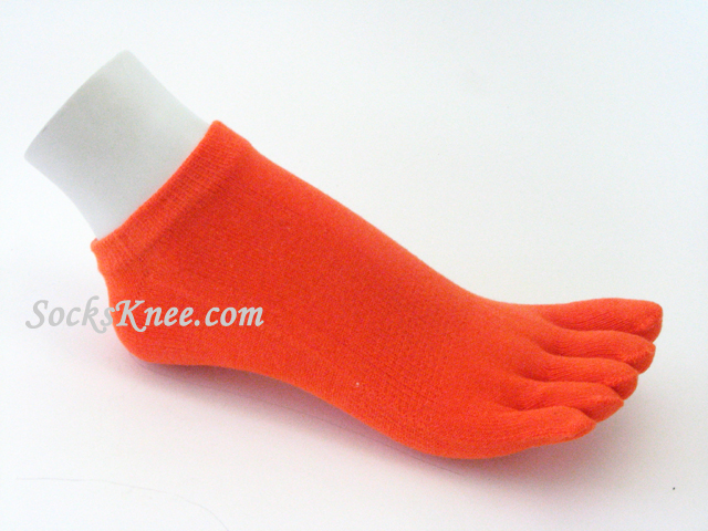 Orange No Show/Low Cut Length Toe Toe Socks - Click Image to Close