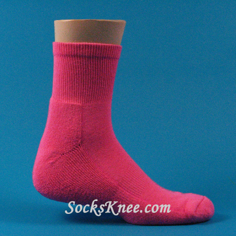 Bright Pink Premium Quality Quarter/Crew High Basketball Socks - Click Image to Close