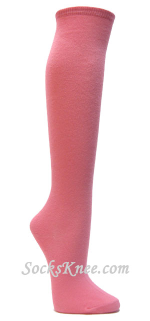 Pink womens fashion casual knee socks - Click Image to Close