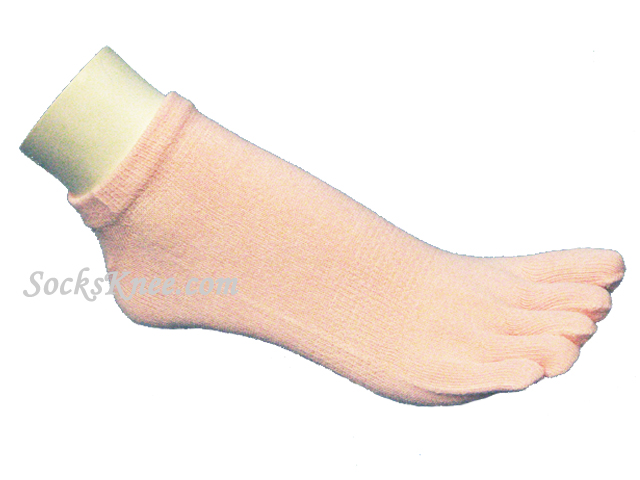 Pale Pink No Show Length Toe Toe Socks