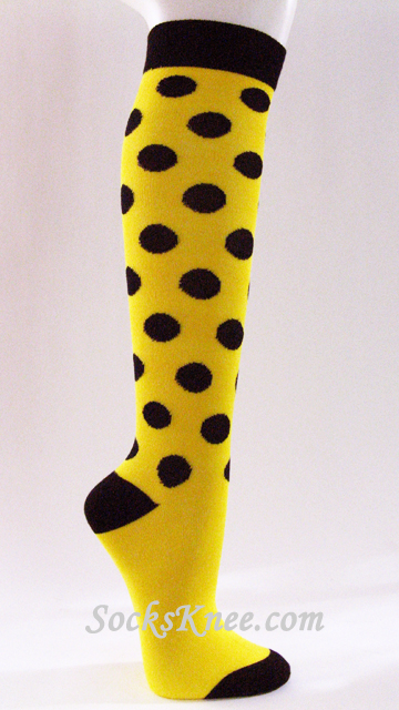 Yellow Polka Dots Knee Socks for Women