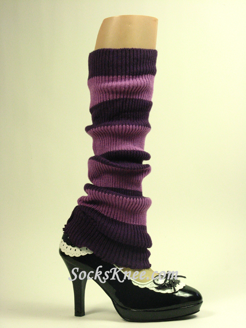 Purple and Lavender Striped Leg Warmer - Click Image to Close