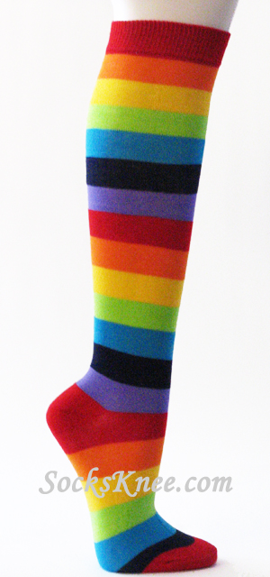 Rainbow Striped Knee Socks