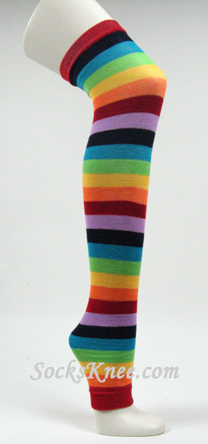 Rainbow Striped Long Leg Warmer - Click Image to Close