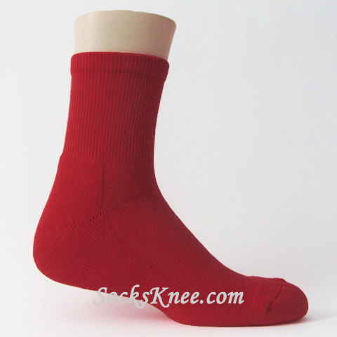 Red Premium Quality Quarter/Crew High Basketball/Sports Socks - Click Image to Close