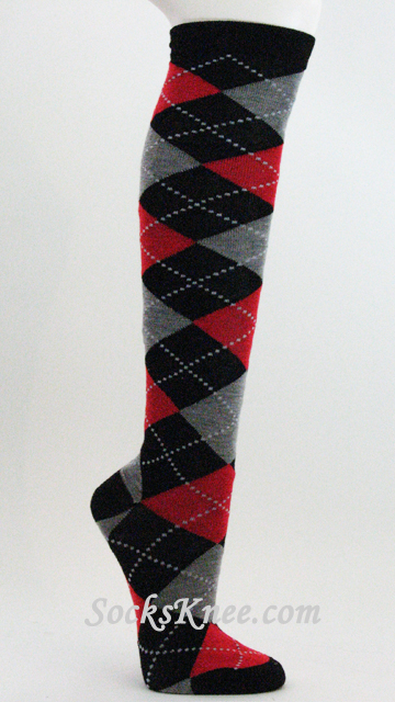 red and black knee socks