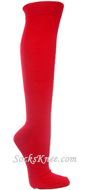 Red athletic knee socks for sports