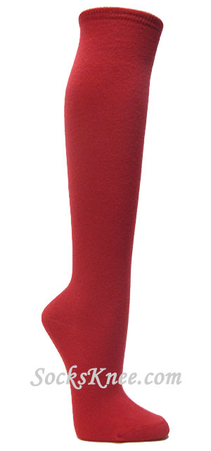 Red womens fashion casual knee socks - Click Image to Close