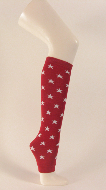 Red leg warmer with white stars pattern - Click Image to Close