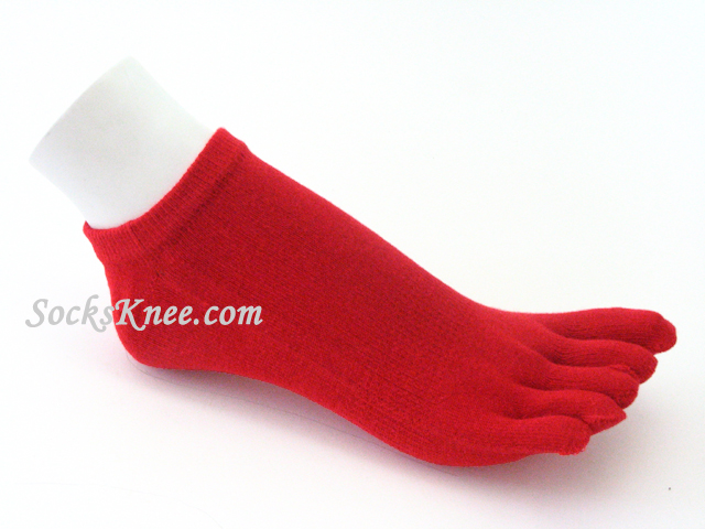 Red No Show/Low Cut Length Toe Toe Socks - Click Image to Close