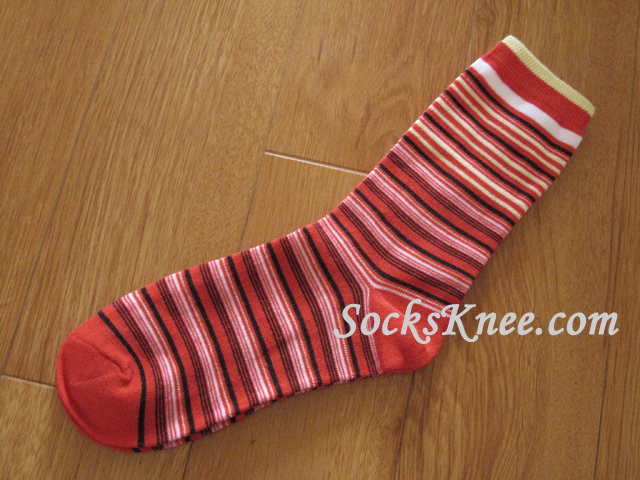 Red Striped Crew Socks for Women