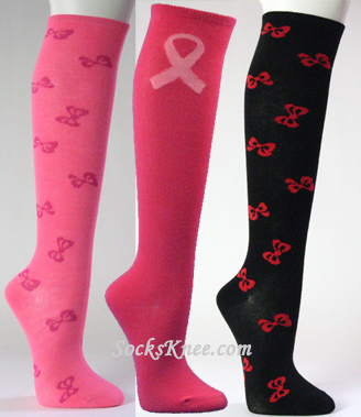 Ribbon Logo/Symbol Knee Socks