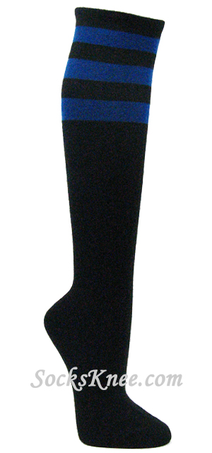Black & Blue Stripe COUVER Premium Quality NonAthletic Knee Sock