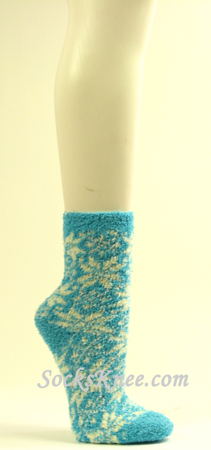 Sky Blue Fuzzy Sock for Women - Click Image to Close