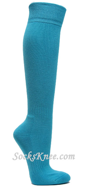 Sky blue athletic knee socks for sports - Click Image to Close