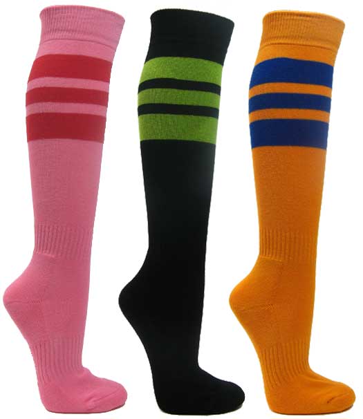 Cotton knee socks 3line 2colors