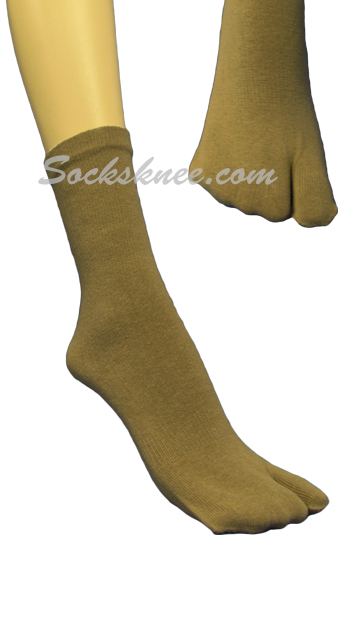 Taupe Split Toed Toe Socks, Quarter ~ Midcalf Length