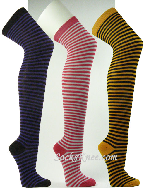 Over Knee Socks Thin Striped