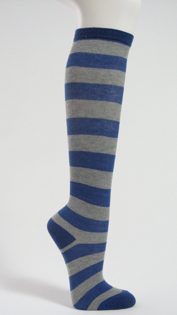 blue and black striped knee high socks