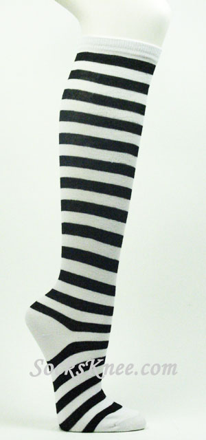 Black and White striped knee socks