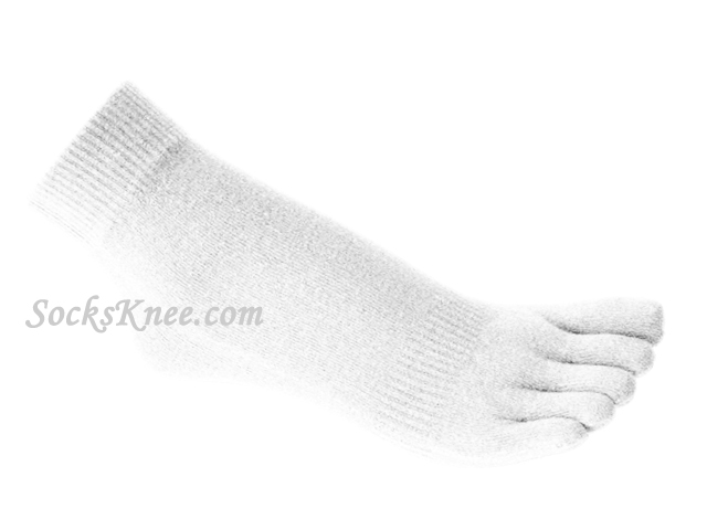 White Ankle High Length Five Finger Toes Toe Socks - Click Image to Close