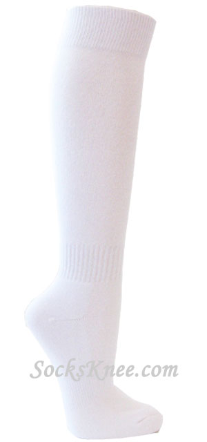 White athletic knee socks for sports - Click Image to Close