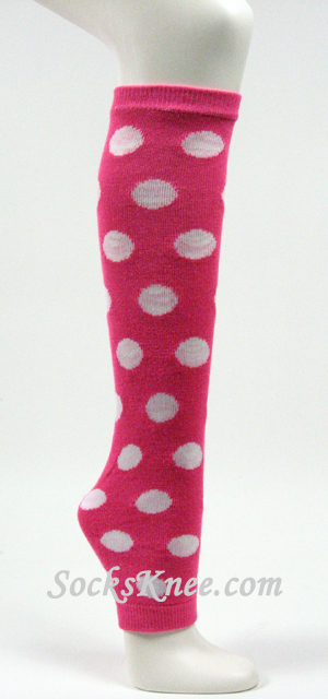 White Polka Dots on Hot Pink Leg Warmer - Click Image to Close