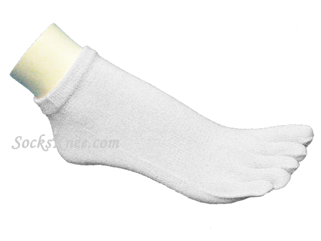 White No Show Length Toe Toed Socks