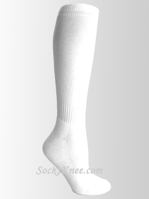 White youth Cotton sports knee socks - Click Image to Close
