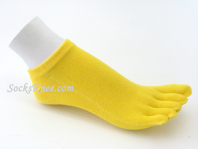 Bright Yellow No Show/Low Cut Length Toe Toe Socks - Click Image to Close